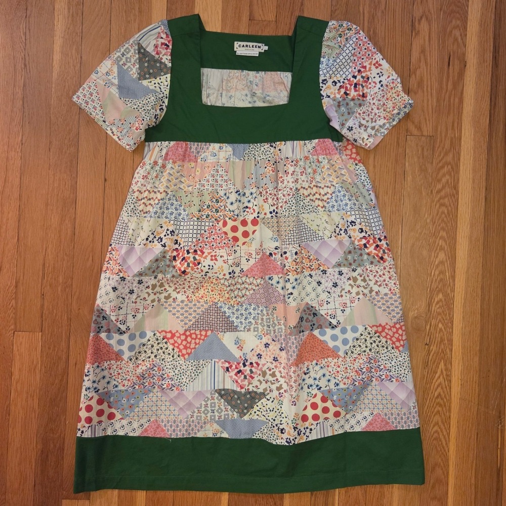 Carleen Anthropologie Patchwork Dress Prairie Cottagecore Rare Artisan Mini XS-S - Picture 8 of 13